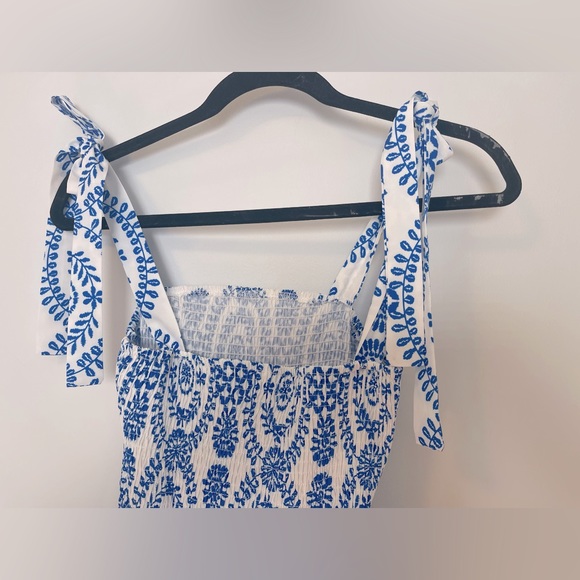 NWOT Boutique Boho Allover Print Knot Shoulder w/ Split Thigh Cami Maxi S - Picture 6 of 8